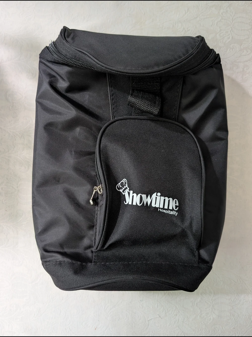 Koozie Black Insulated Soft Lunch Cooler Bag Rectangle Zipper Lid Strap Logo